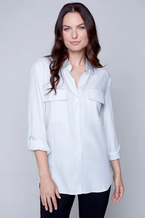 3/4 Rolled Sleeve Collared Shirt