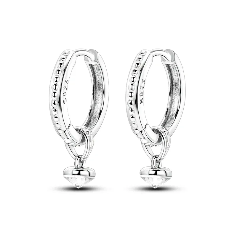 925 Sterling Silver Flower Feather Hoop Earrings Oil Painting Musical Note Earrings Zircon For Women Girl Making Jewelry Gift