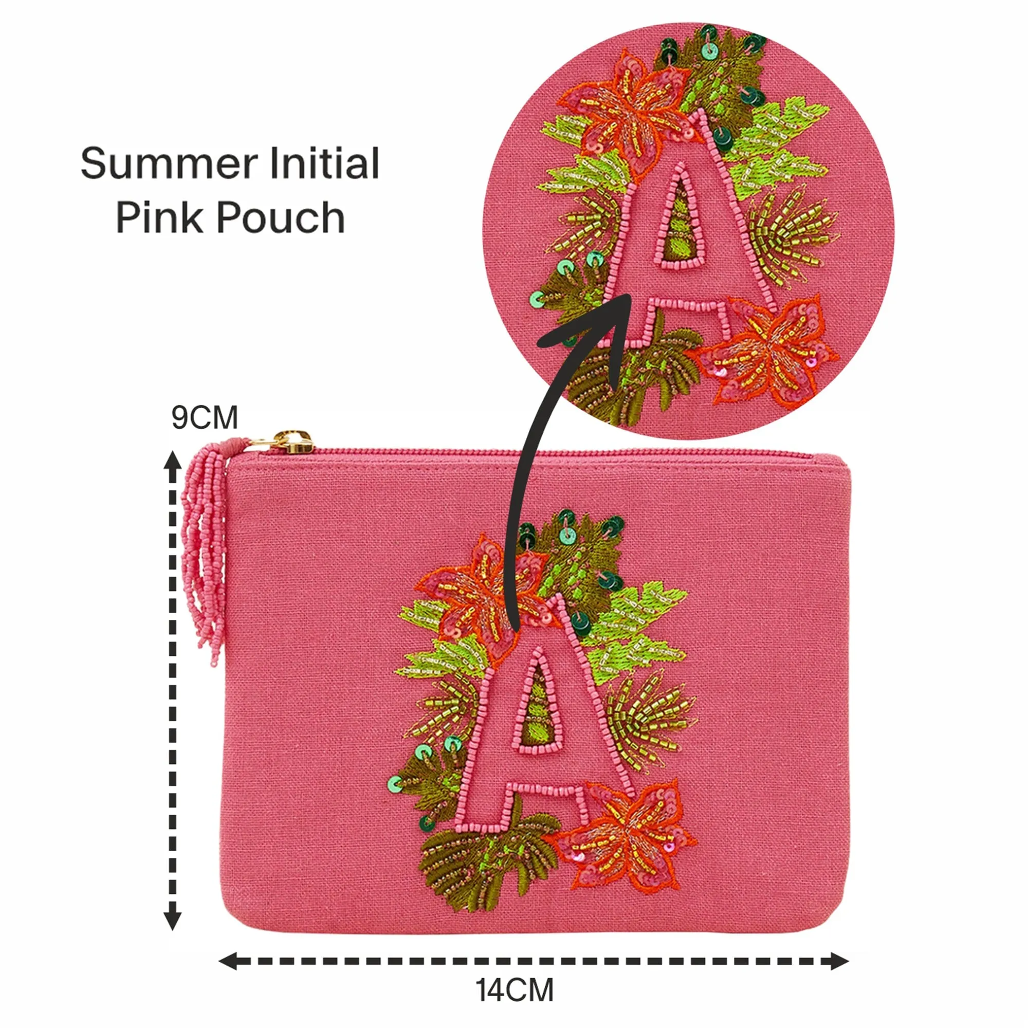 Accessorize London Women's Summer Pink A Initial Pouch