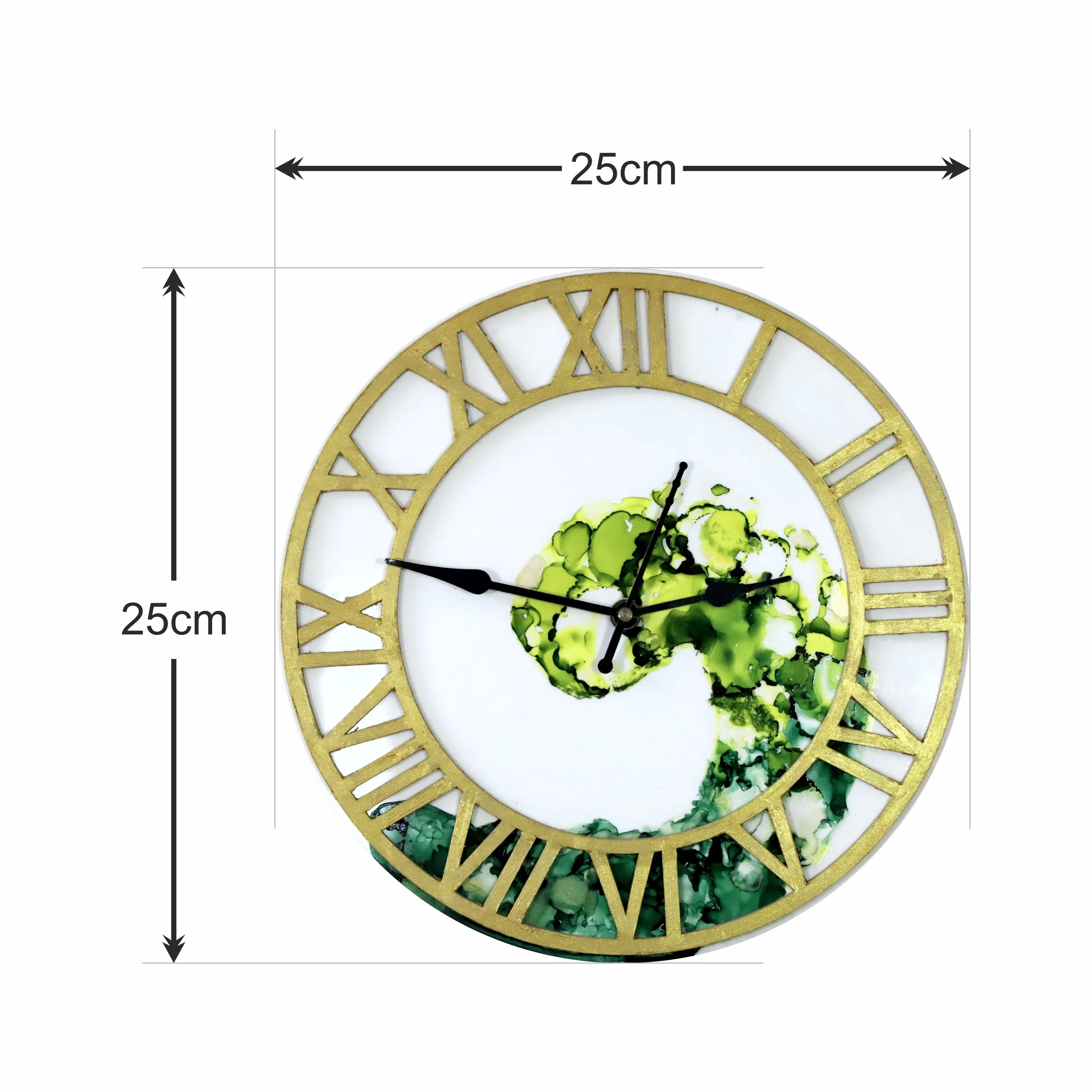 Alcohol Ink Wall Clock with Roman Dial (White)