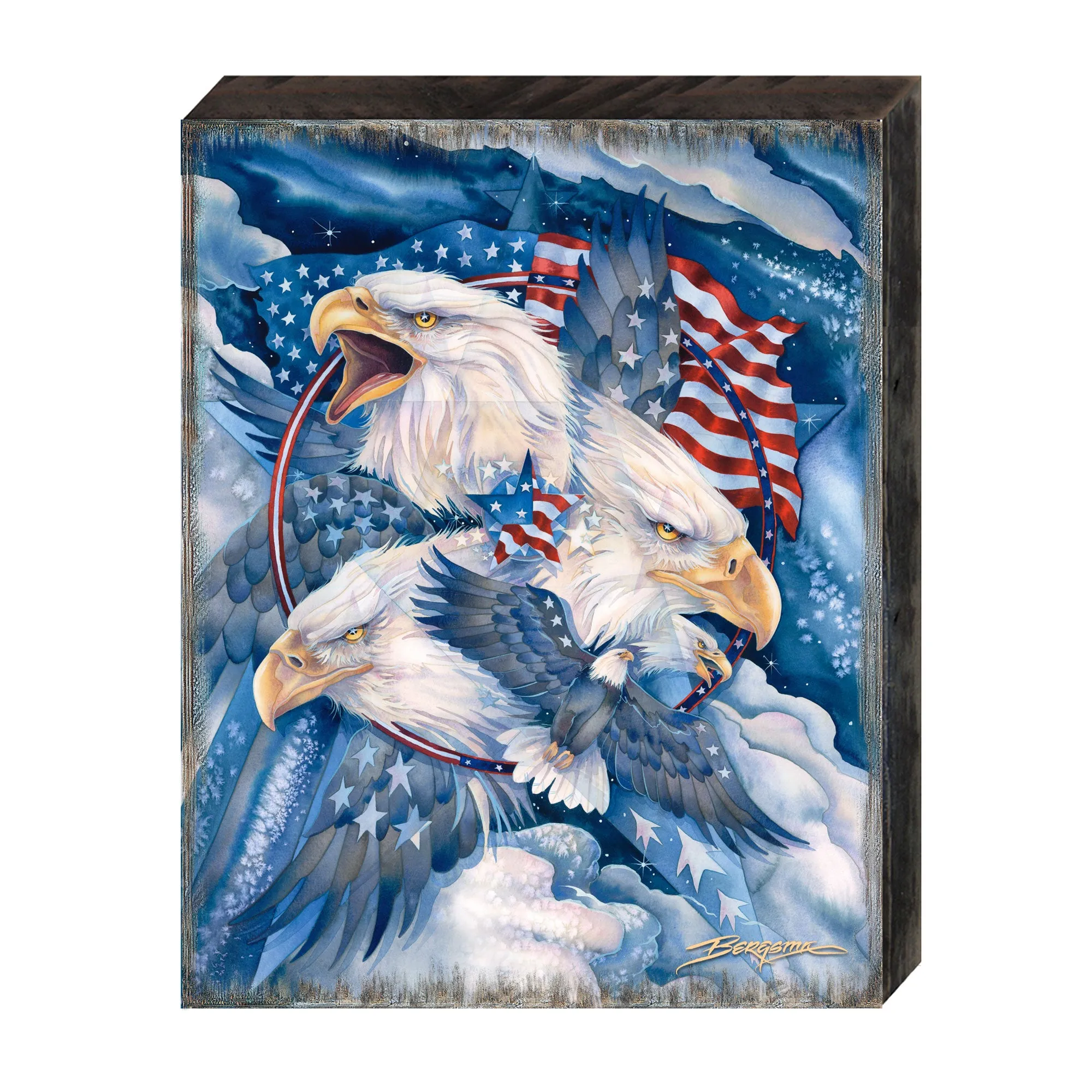 Allegiance American Patriotic Eagles Wooden Wall Art by J. Bergsma - American Patriotic Décor - 85922730B-JB