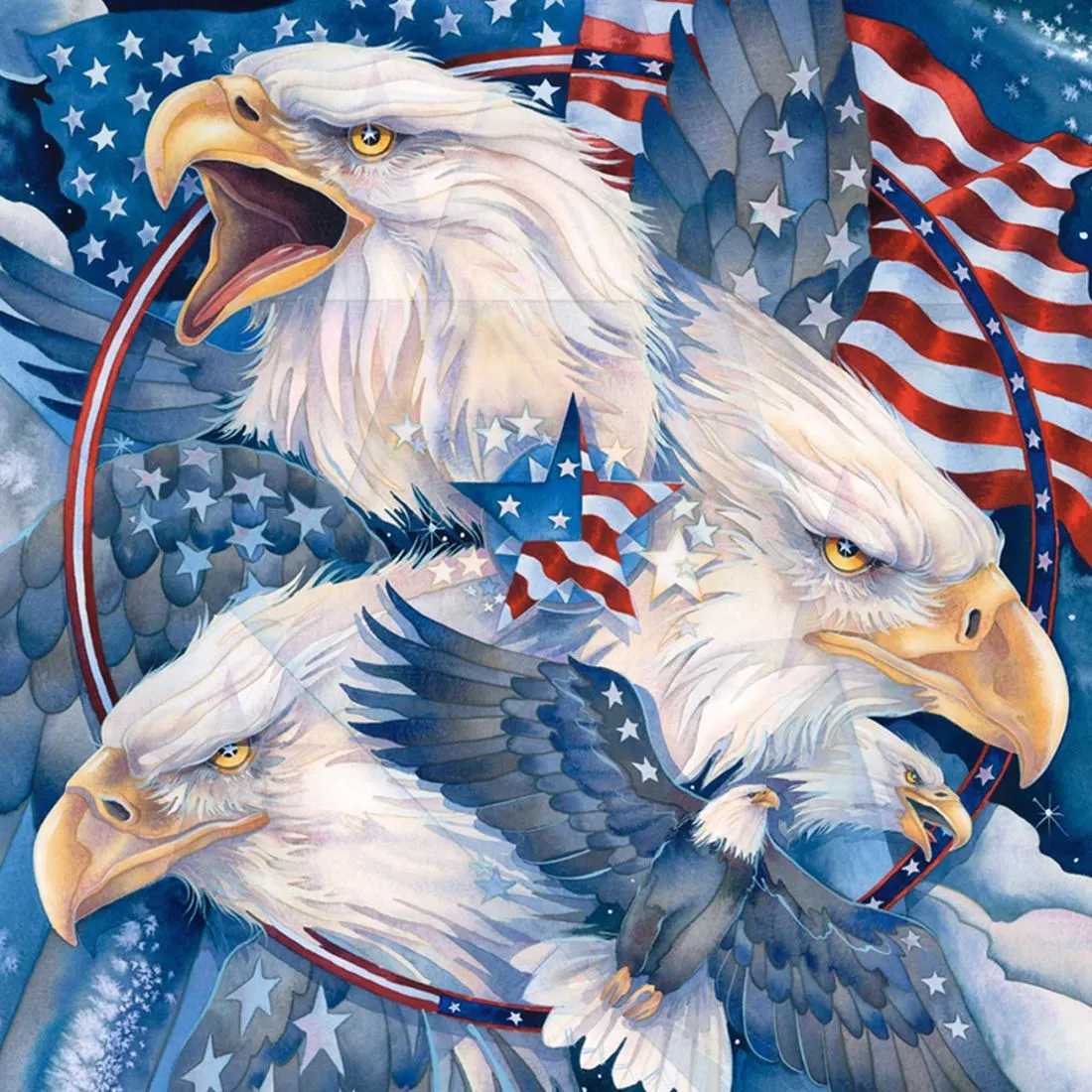 Allegiance American Patriotic Eagles Wooden Wall Art by J. Bergsma - American Patriotic Décor - 85922730B-JB