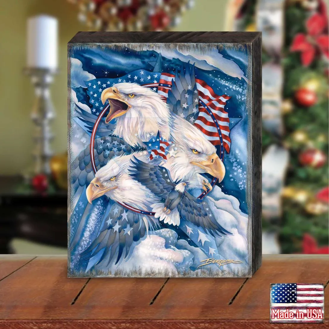 Allegiance American Patriotic Eagles Wooden Wall Art by J. Bergsma - American Patriotic Décor - 85922730B-JB