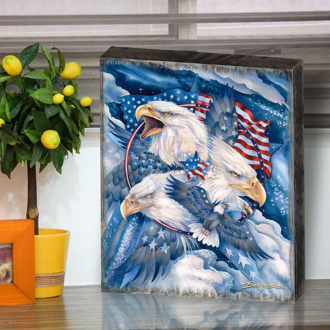 Allegiance American Patriotic Eagles Wooden Wall Art by J. Bergsma - American Patriotic Décor - 85922730B-JB