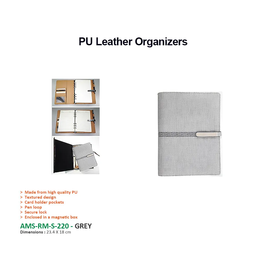 AMS-RM-S-220 - (Grey) - PU Leather Organizer