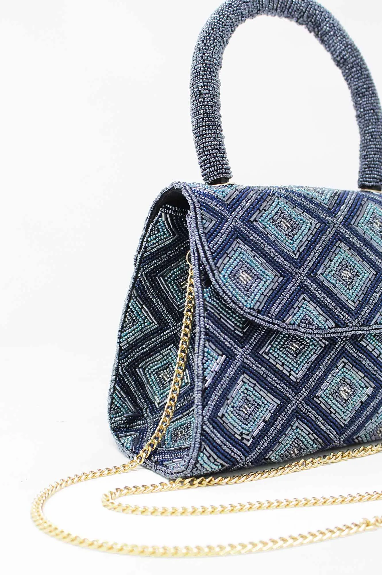 Beaded Handbag | Tonal Blue/Bullet