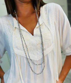 Beaded Twin Strand Long Necklace