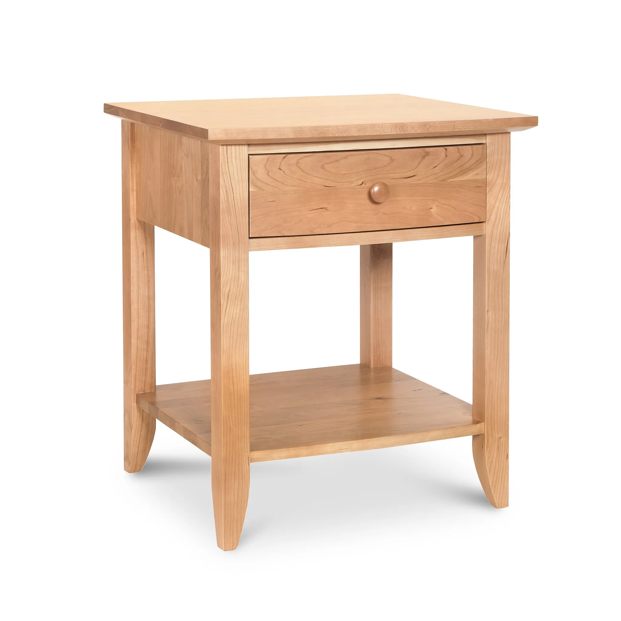 Bow Front 1-Drawer Open Shelf Nightstand