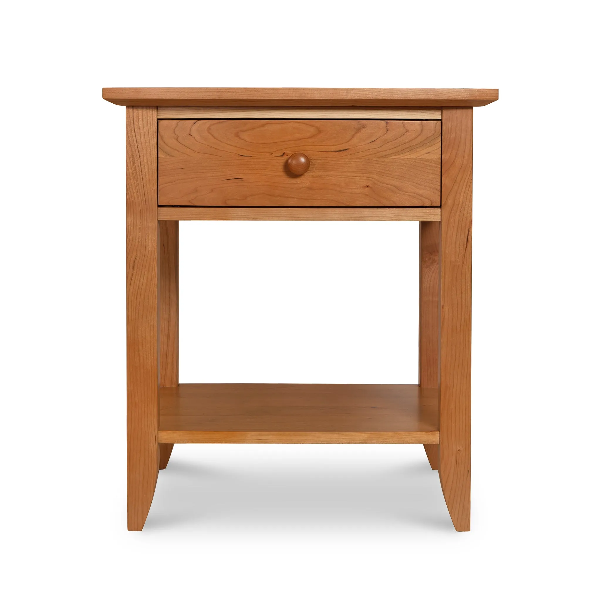 Bow Front 1-Drawer Open Shelf Nightstand