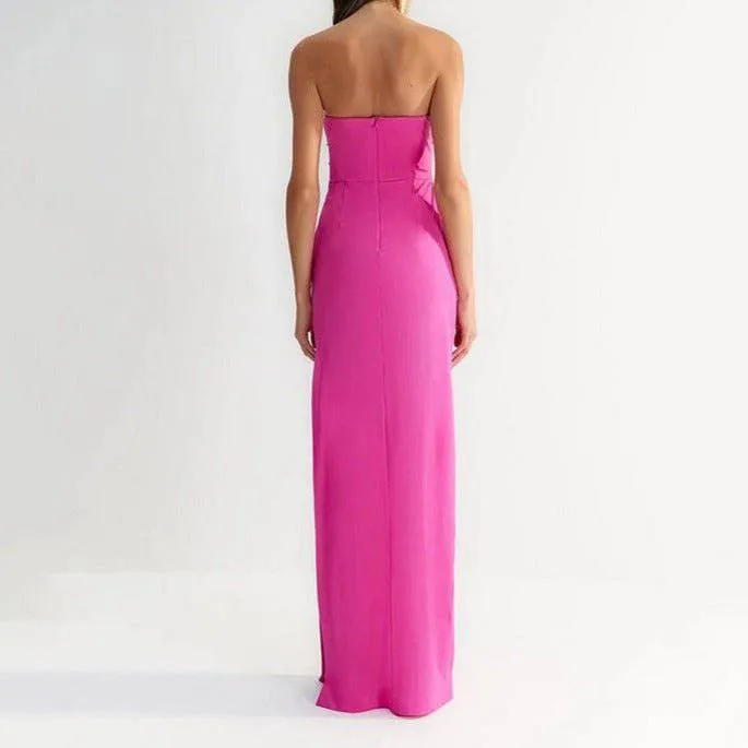 Briar Strapless Jewel Decor High Slit Maxi Dress