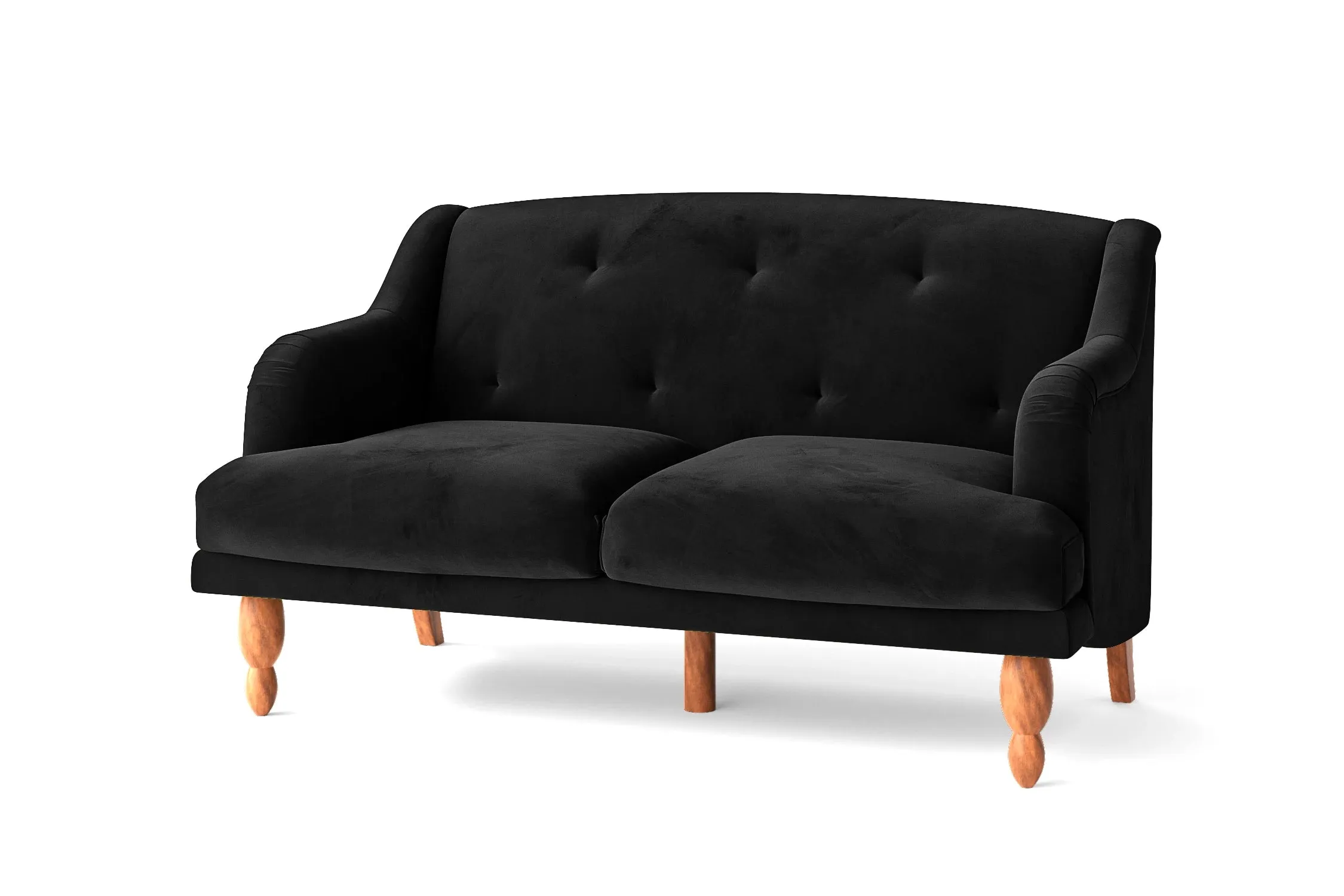 Burlington 2 Seater Sofa Black Velvet