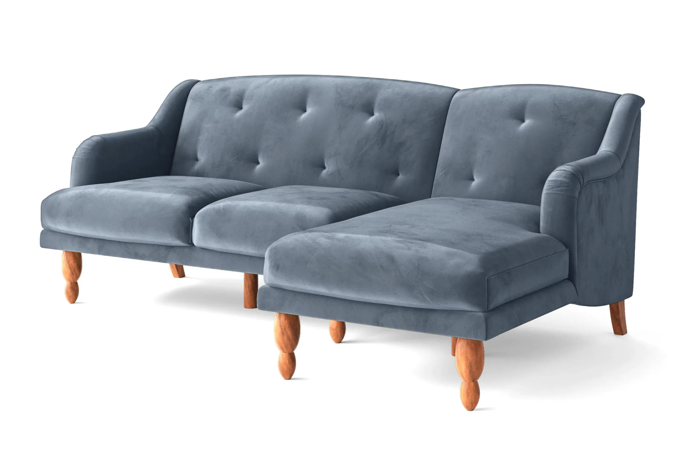 Burlington 3 Seater Right Hand Facing Chaise Lounge Corner Sofa Baby Blue Velvet