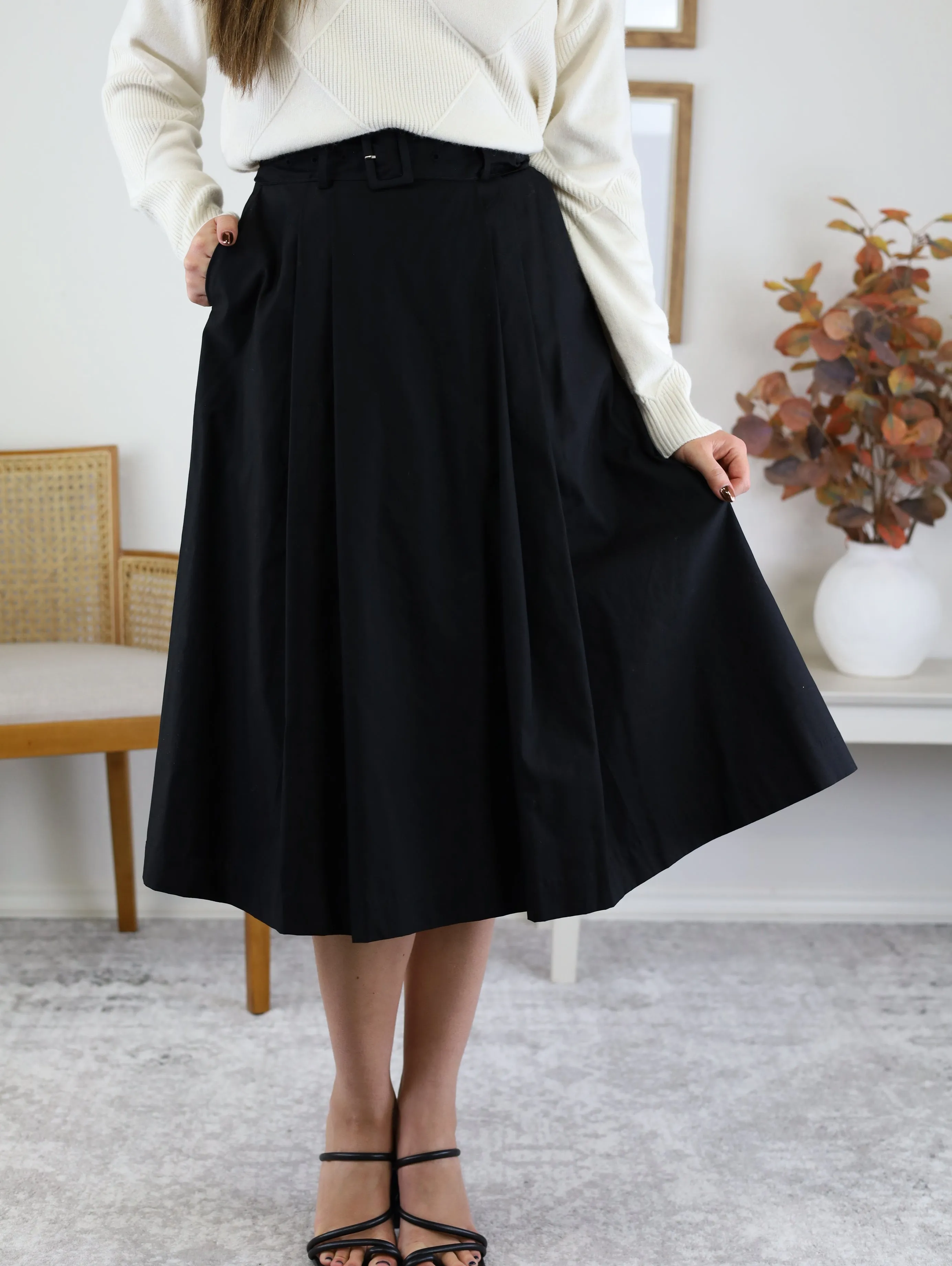 Celina Midi Skirt with Belt