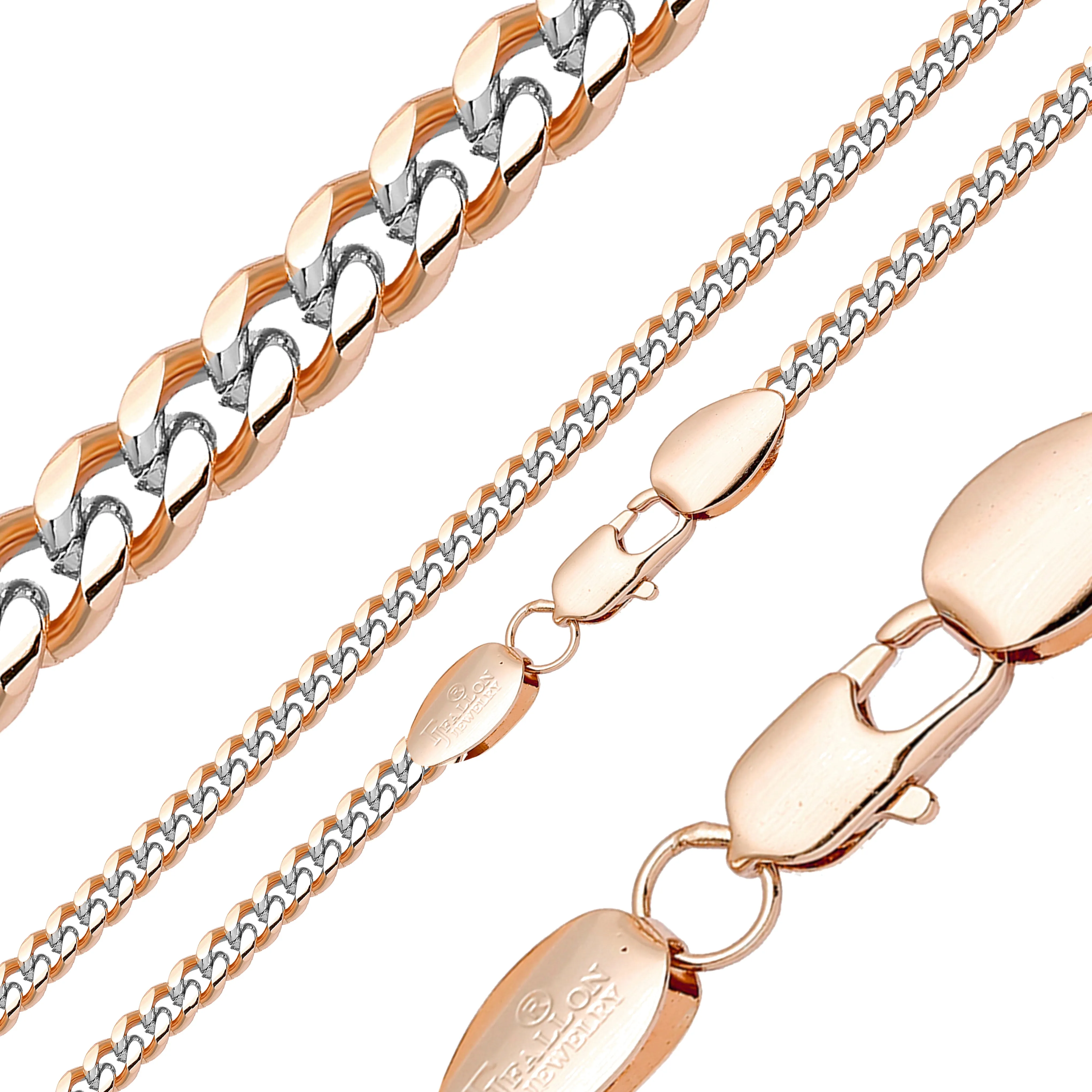 .Classic Miami Style Rose Gold, two tone Cuban chains RF