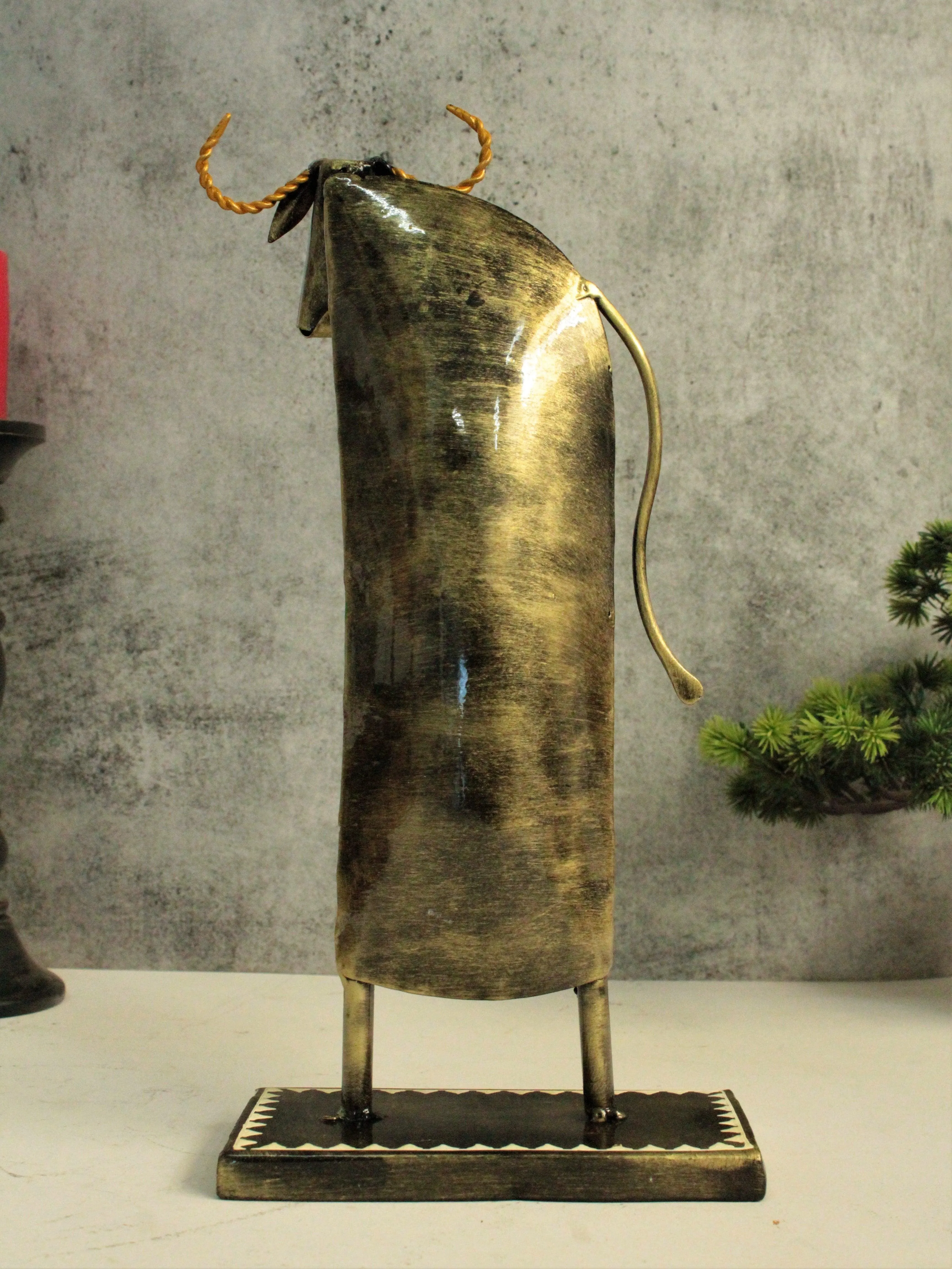 Contemporary Metal Tall Cow Show piece