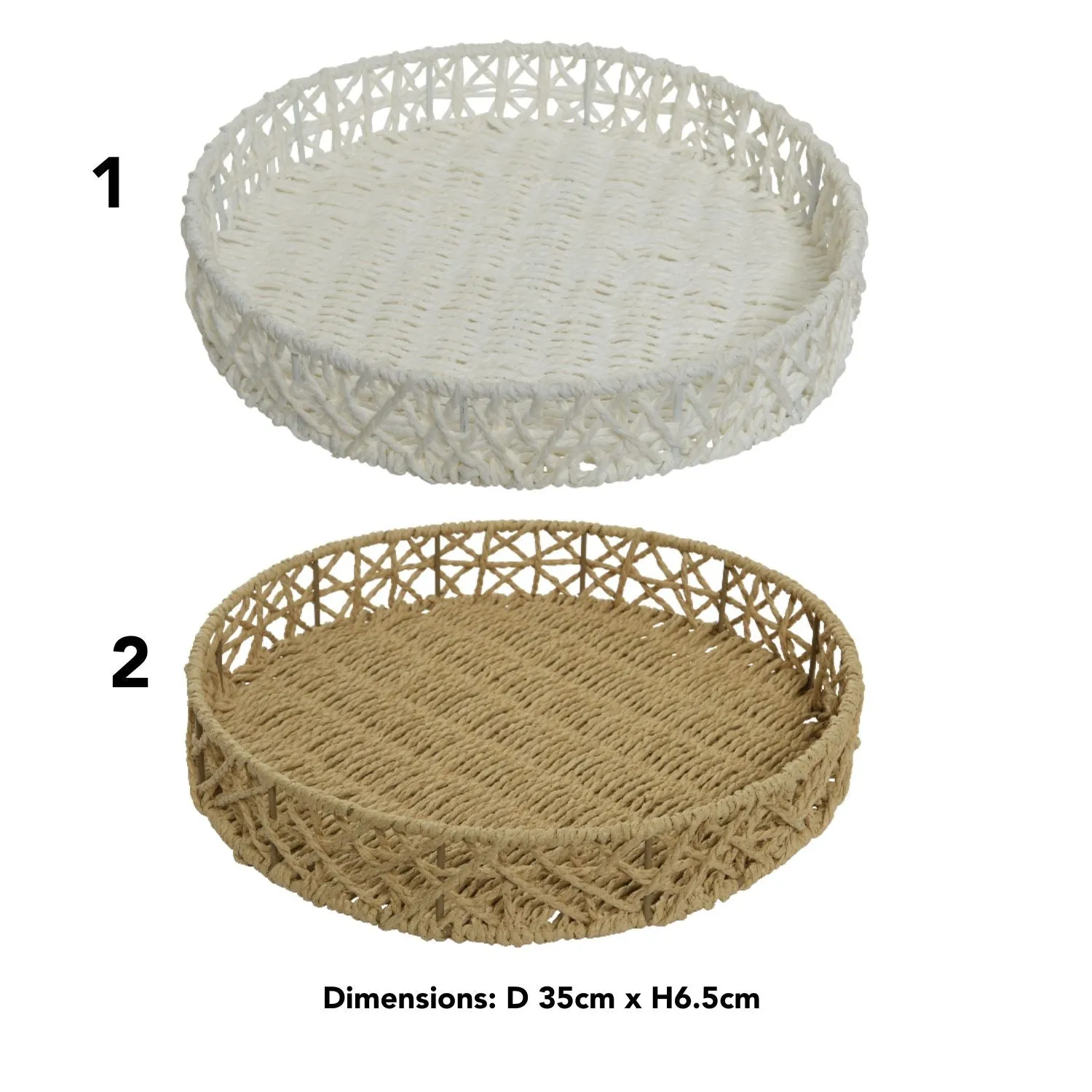 Decoris 35cm Waving Paper Rope Round Tray (Choice of 2)