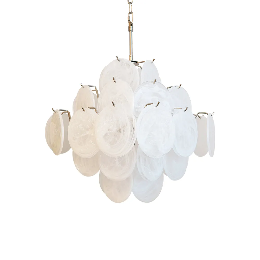 Elegant Vintage Murano White Disks Chandelier