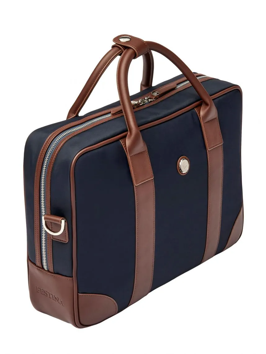 Festina Document Bag Button Navy & Brown