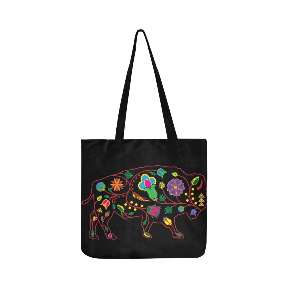 Floral Buffalo Reusable Shopping Bag (Two sides)