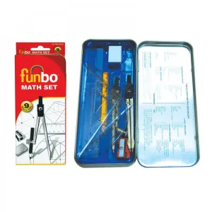 Funbo Maths Set in a Metal Box   Scissor 9 Pcs