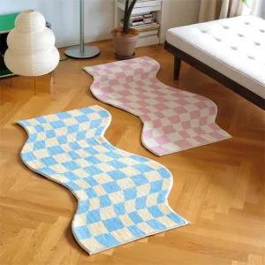 Geometric Swirl Irregular Checkerboard Rug