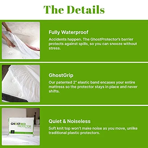 GhostBed Waterproof Mattress Protector & Cover - Noiseless, Lightweight, Breathable & Plastic-Free - California King