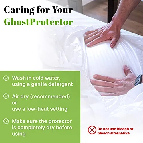 GhostBed Waterproof Mattress Protector & Cover - Noiseless, Lightweight, Breathable & Plastic-Free - Queen