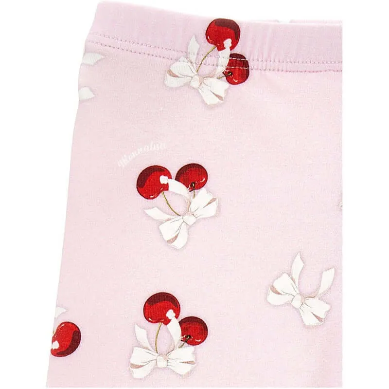 Girls Pink Cherry Leggings