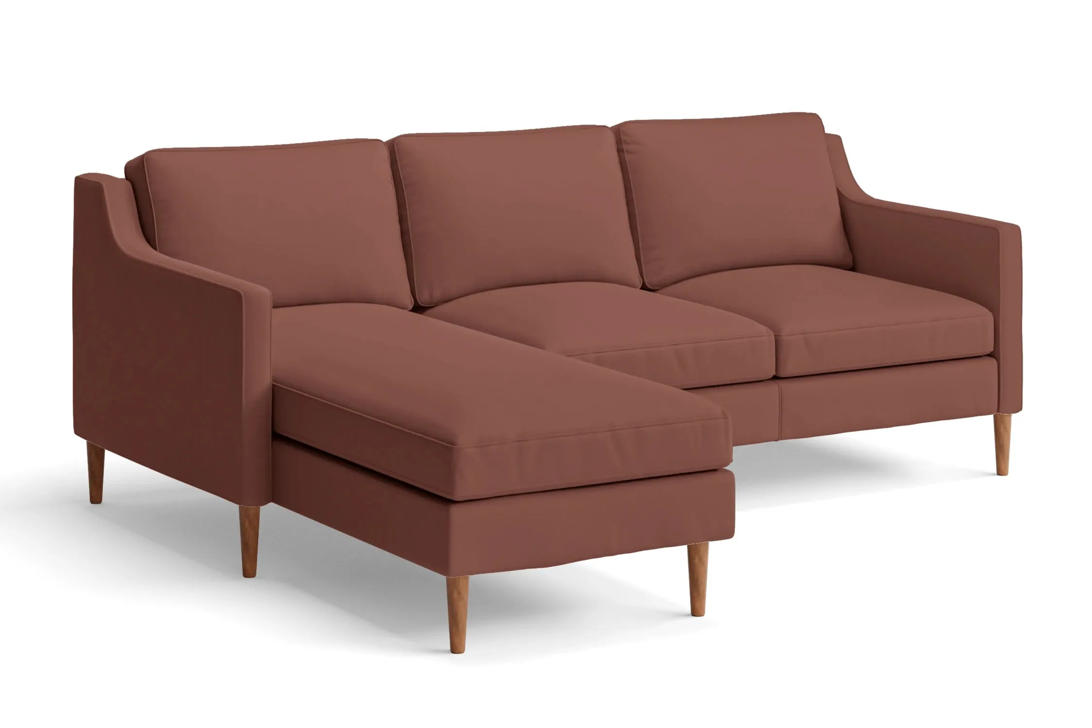 Greco 3 Seater Left Hand Facing Chaise Lounge Corner Sofa Mauve Leather