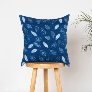 Hand Blue Leaf Block Print Cushions Cover