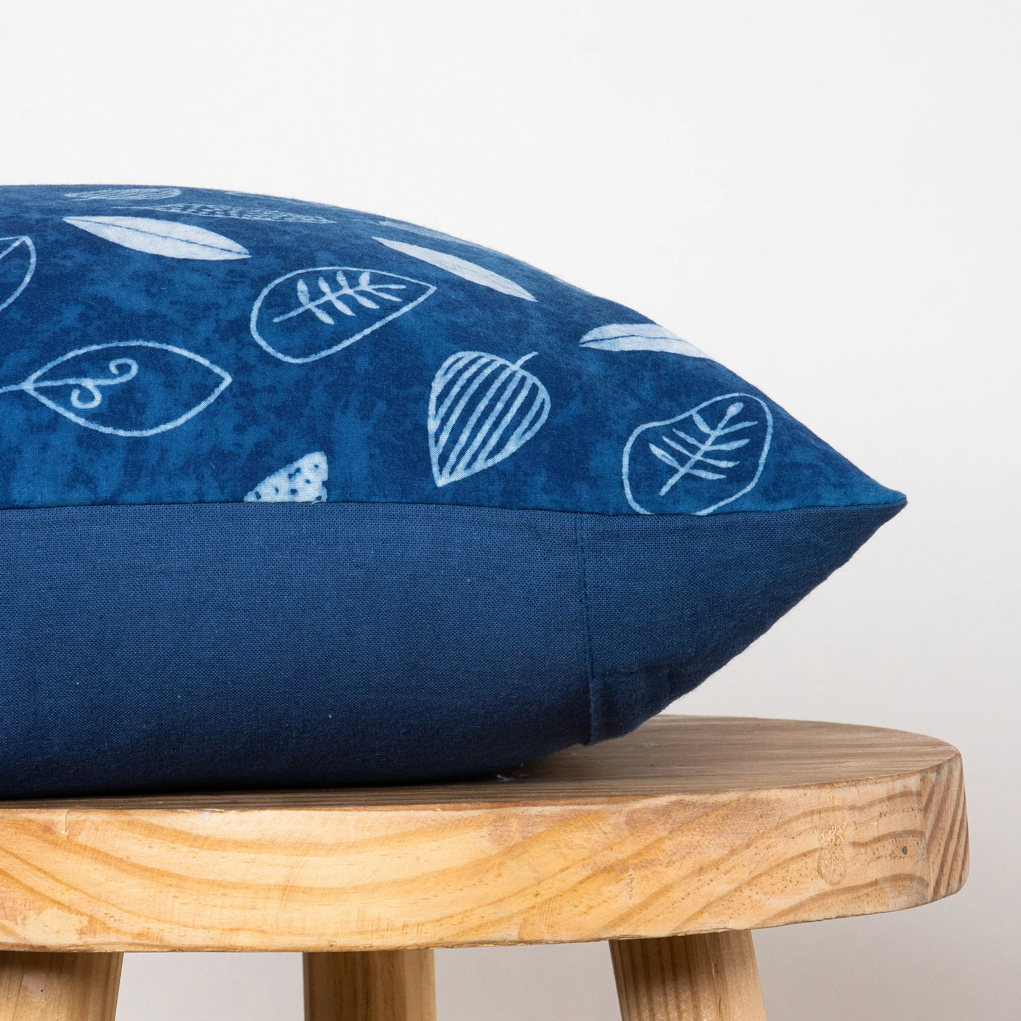 Hand Blue Leaf Block Print Cushions Cover