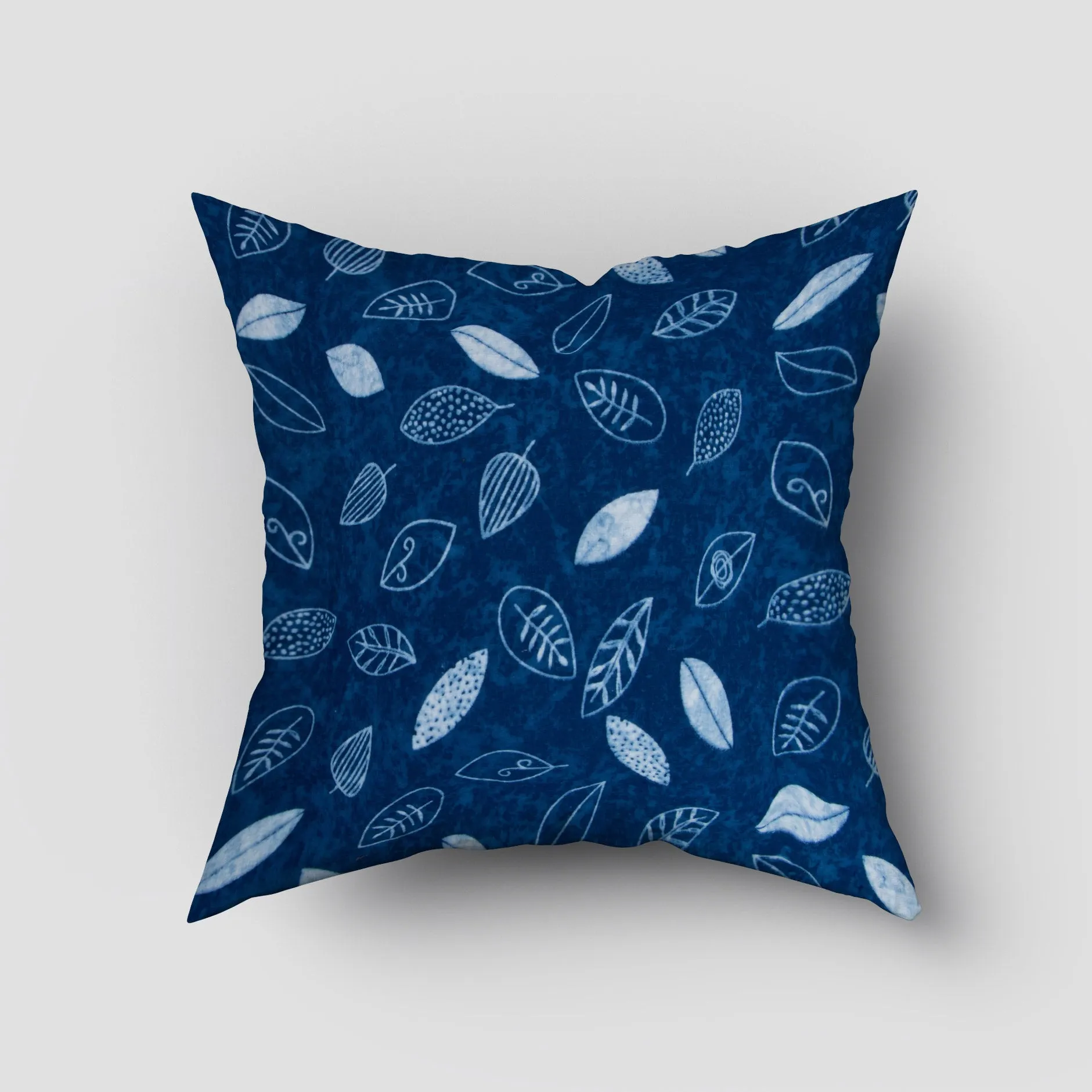 Hand Blue Leaf Block Print Cushions Cover