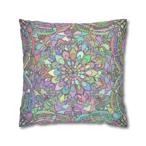 Hand-drawn Mandala Art Pillowcase - Soft Pastel Colors