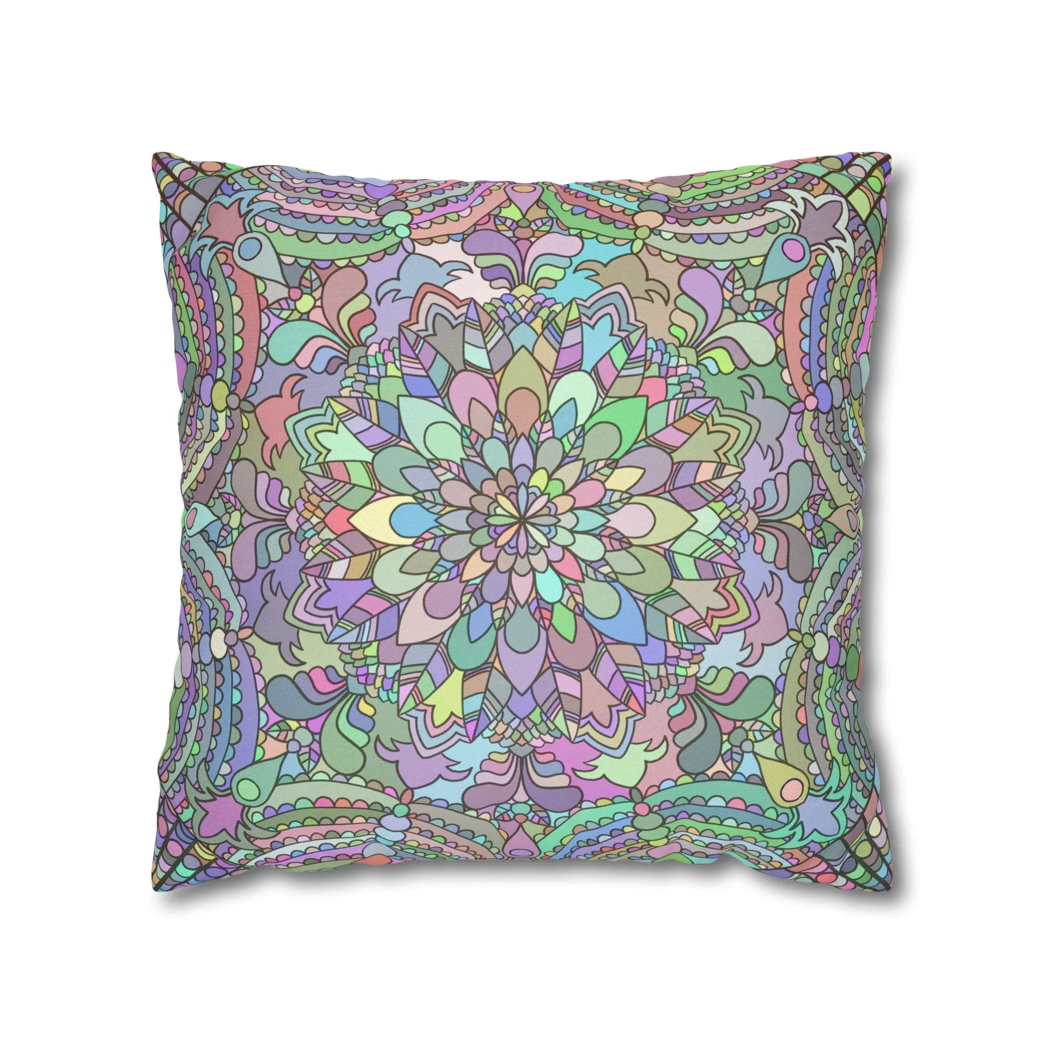 Hand-drawn Mandala Art Pillowcase - Soft Pastel Colors