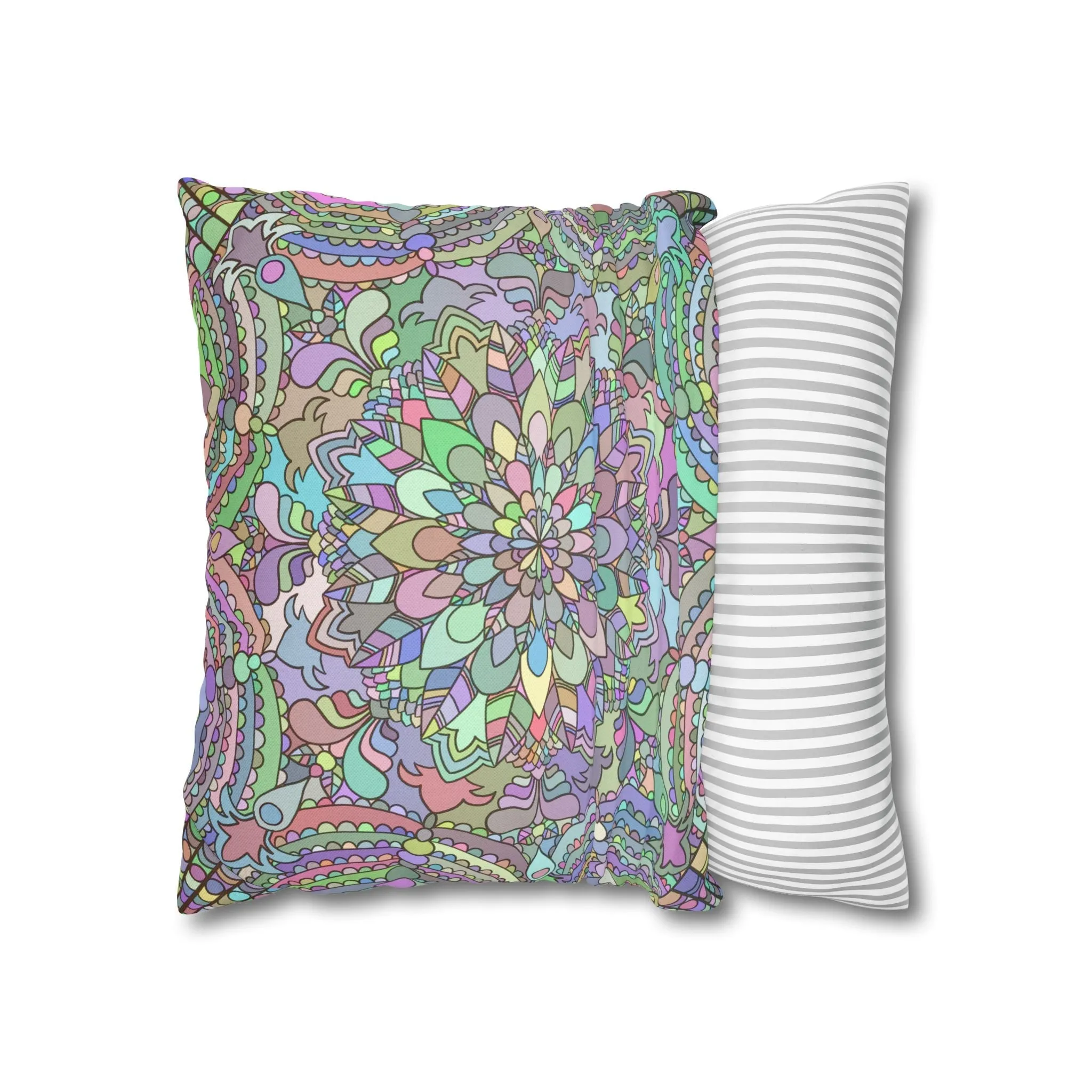 Hand-drawn Mandala Art Pillowcase - Soft Pastel Colors