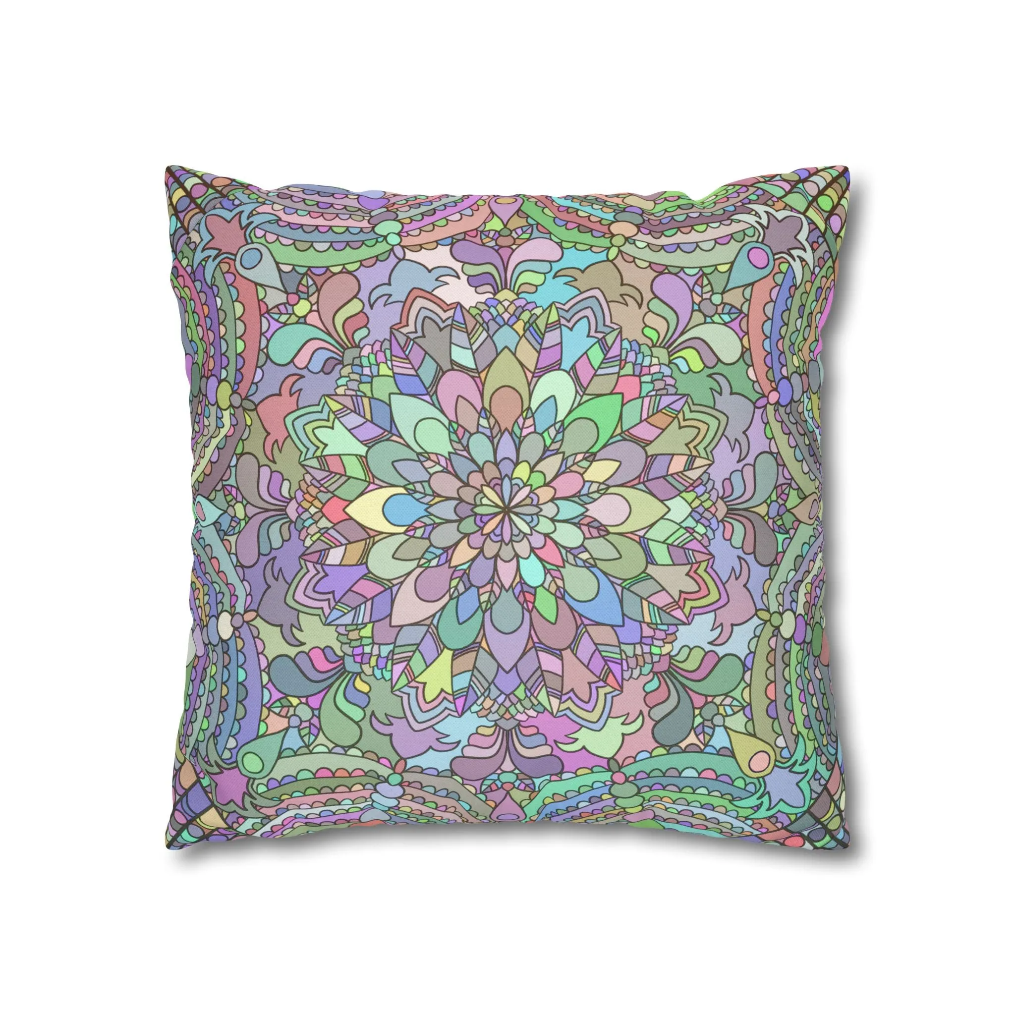 Hand-drawn Mandala Art Pillowcase - Soft Pastel Colors