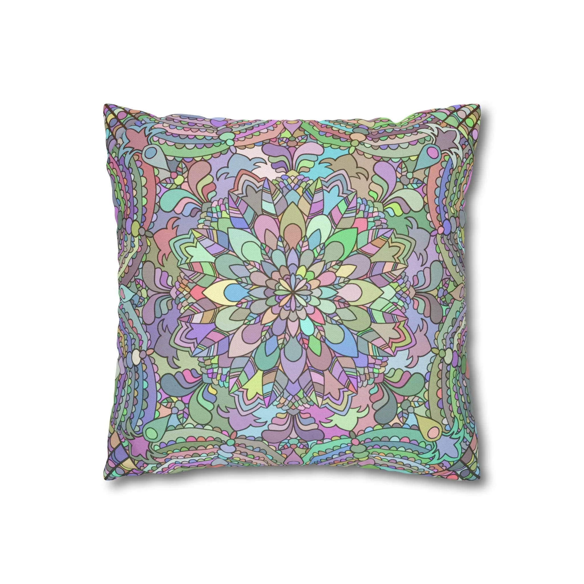 Hand-drawn Mandala Art Pillowcase - Soft Pastel Colors