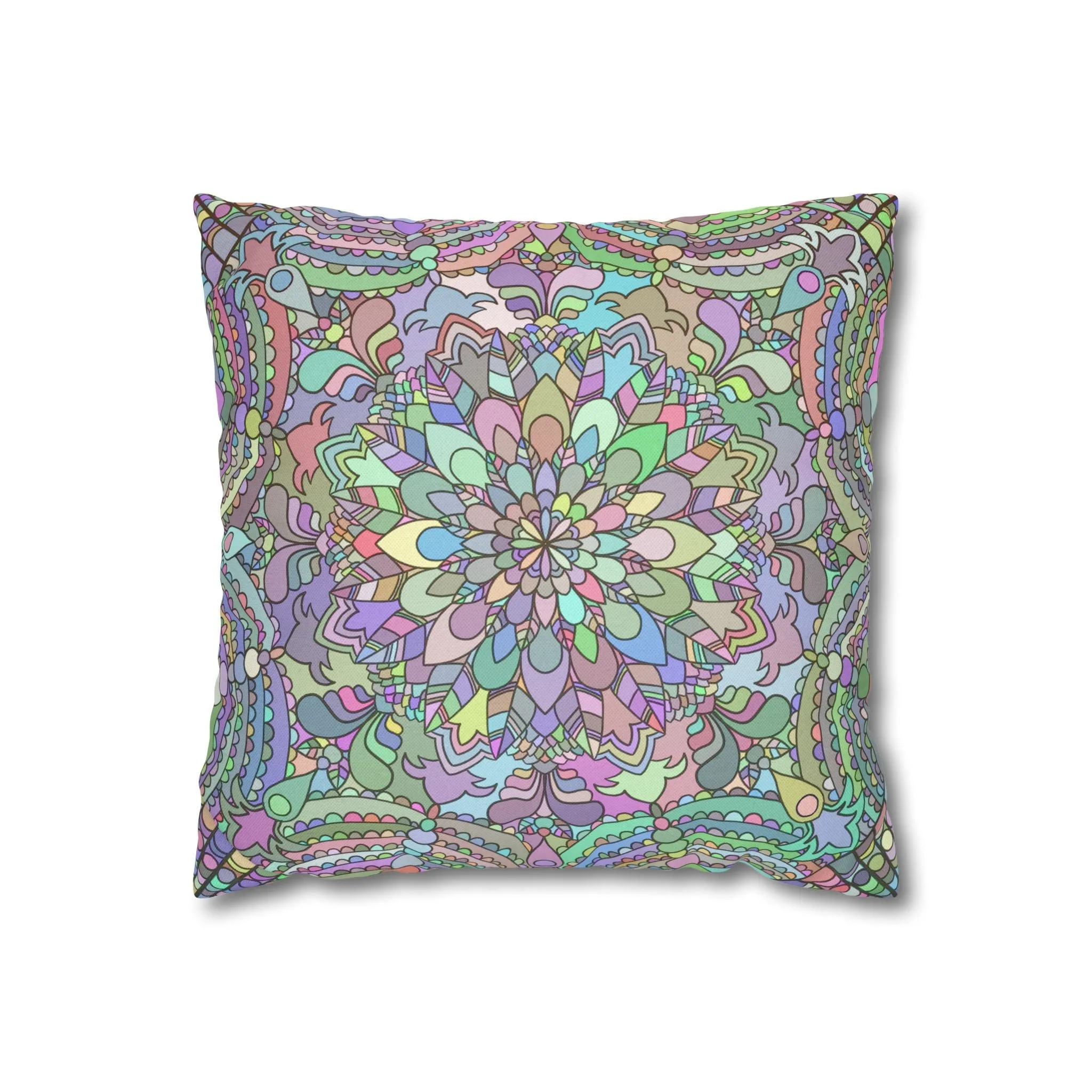 Hand-drawn Mandala Art Pillowcase - Soft Pastel Colors