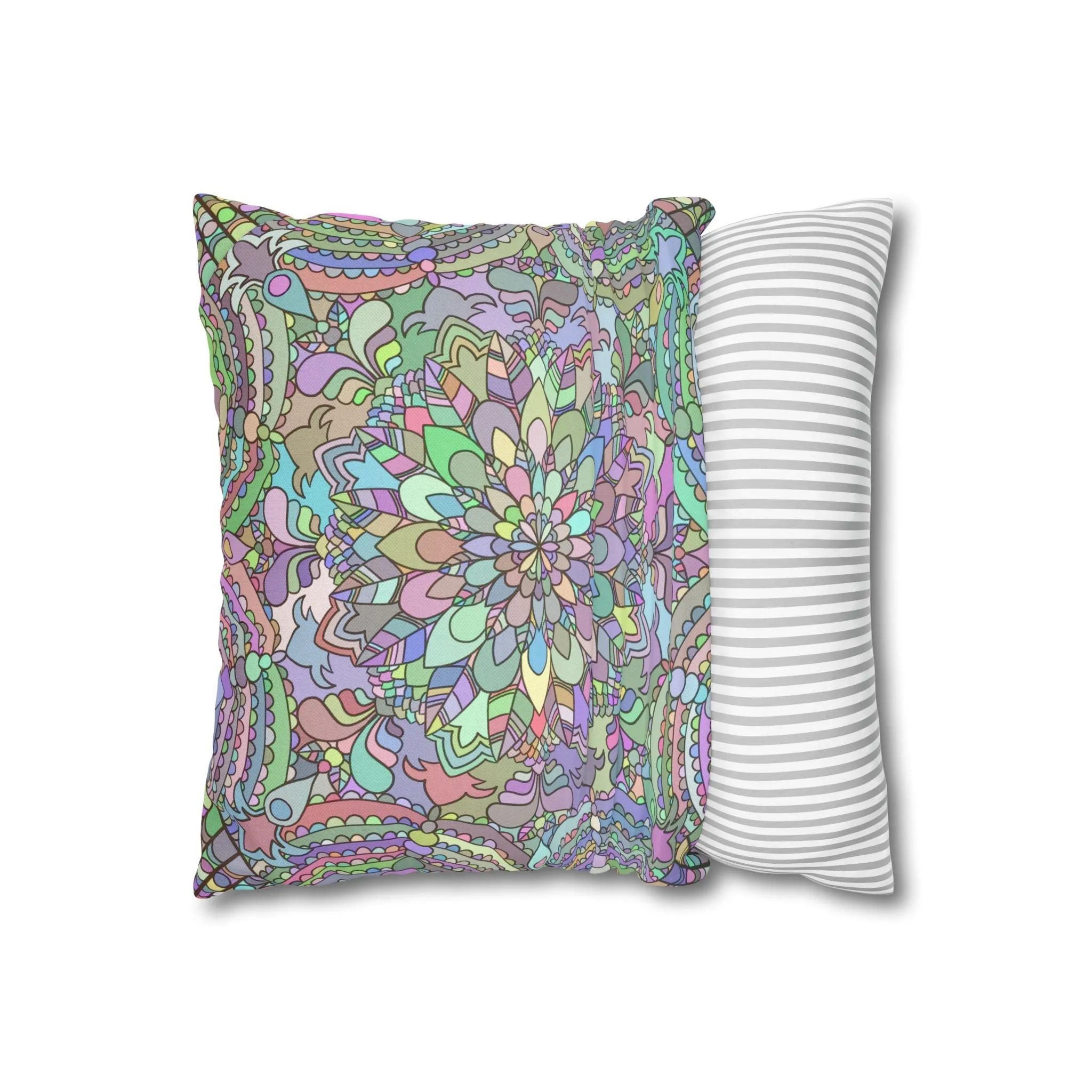 Hand-drawn Mandala Art Pillowcase - Soft Pastel Colors