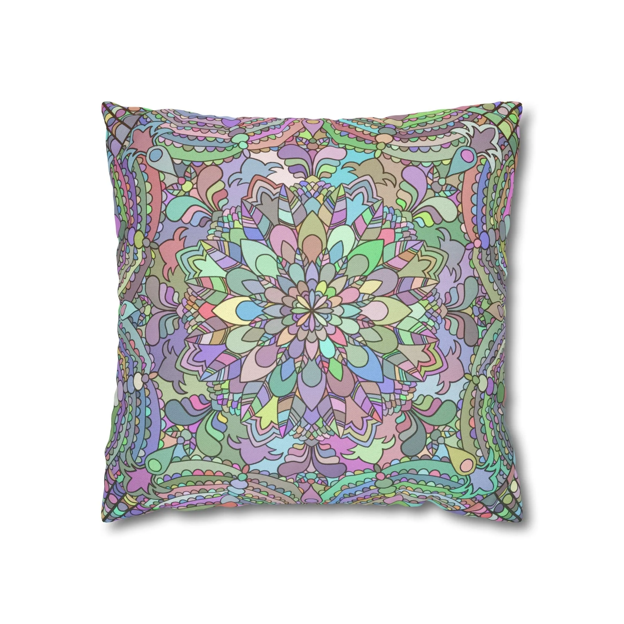 Hand-drawn Mandala Art Pillowcase - Soft Pastel Colors