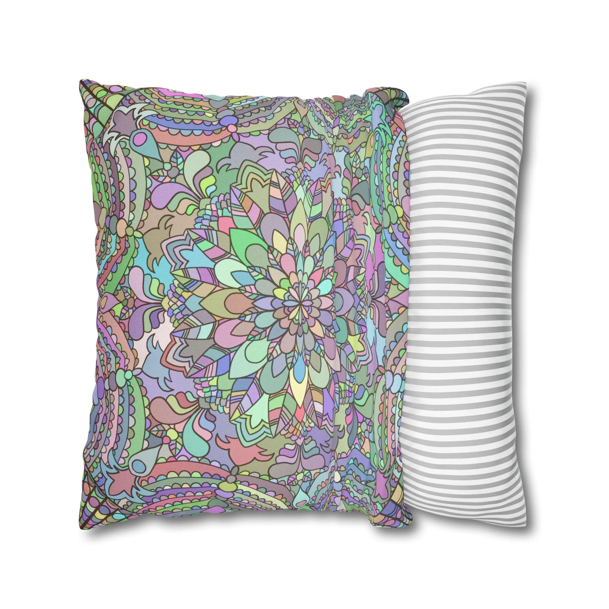 Hand-drawn Mandala Art Pillowcase - Soft Pastel Colors