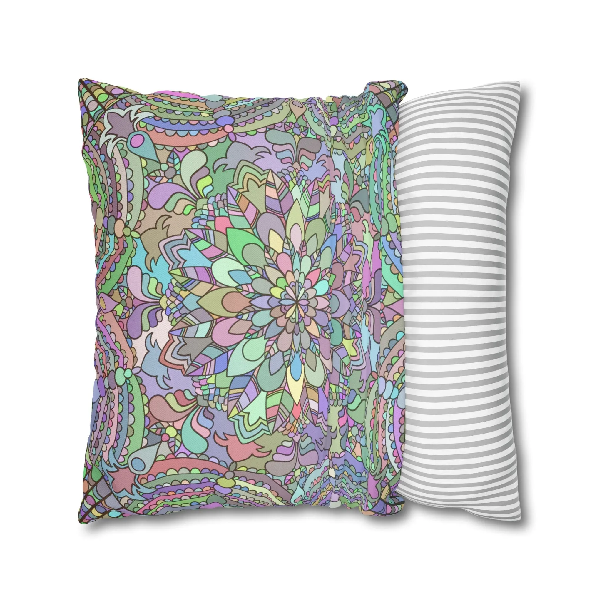 Hand-drawn Mandala Art Pillowcase - Soft Pastel Colors