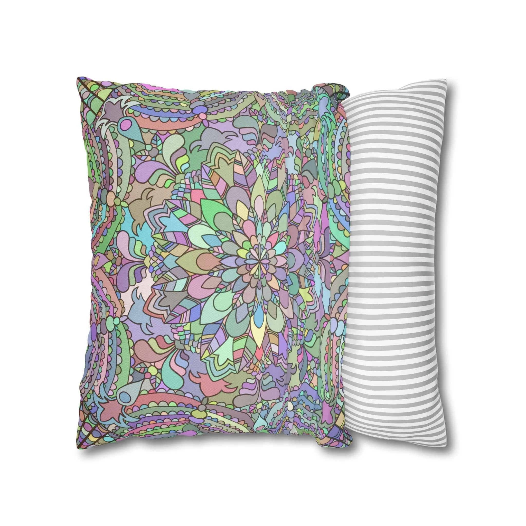 Hand-drawn Mandala Art Pillowcase - Soft Pastel Colors