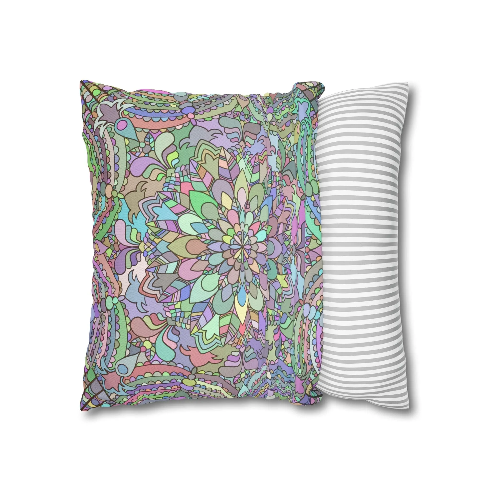 Hand-drawn Mandala Art Pillowcase - Soft Pastel Colors