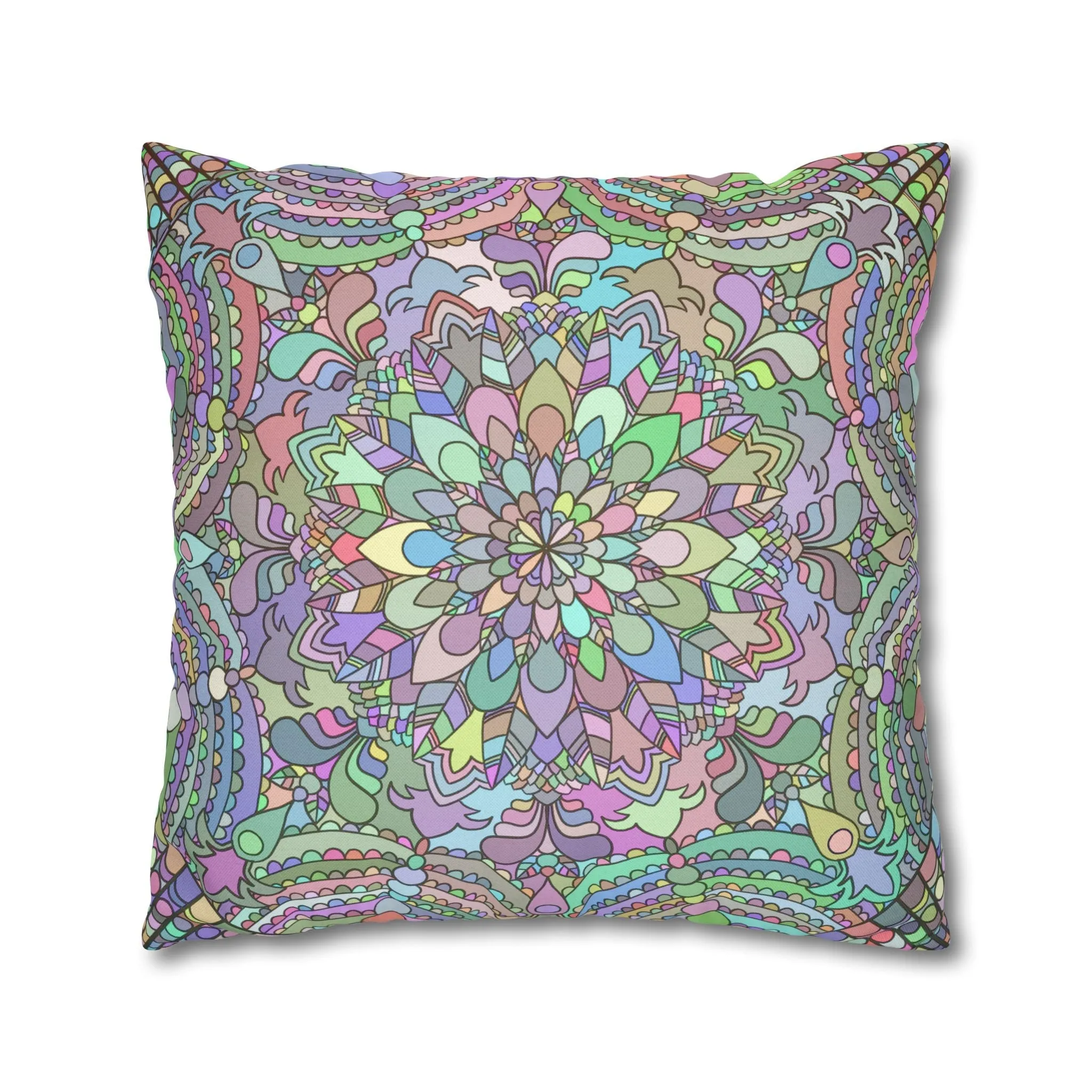 Hand-drawn Mandala Art Pillowcase - Soft Pastel Colors