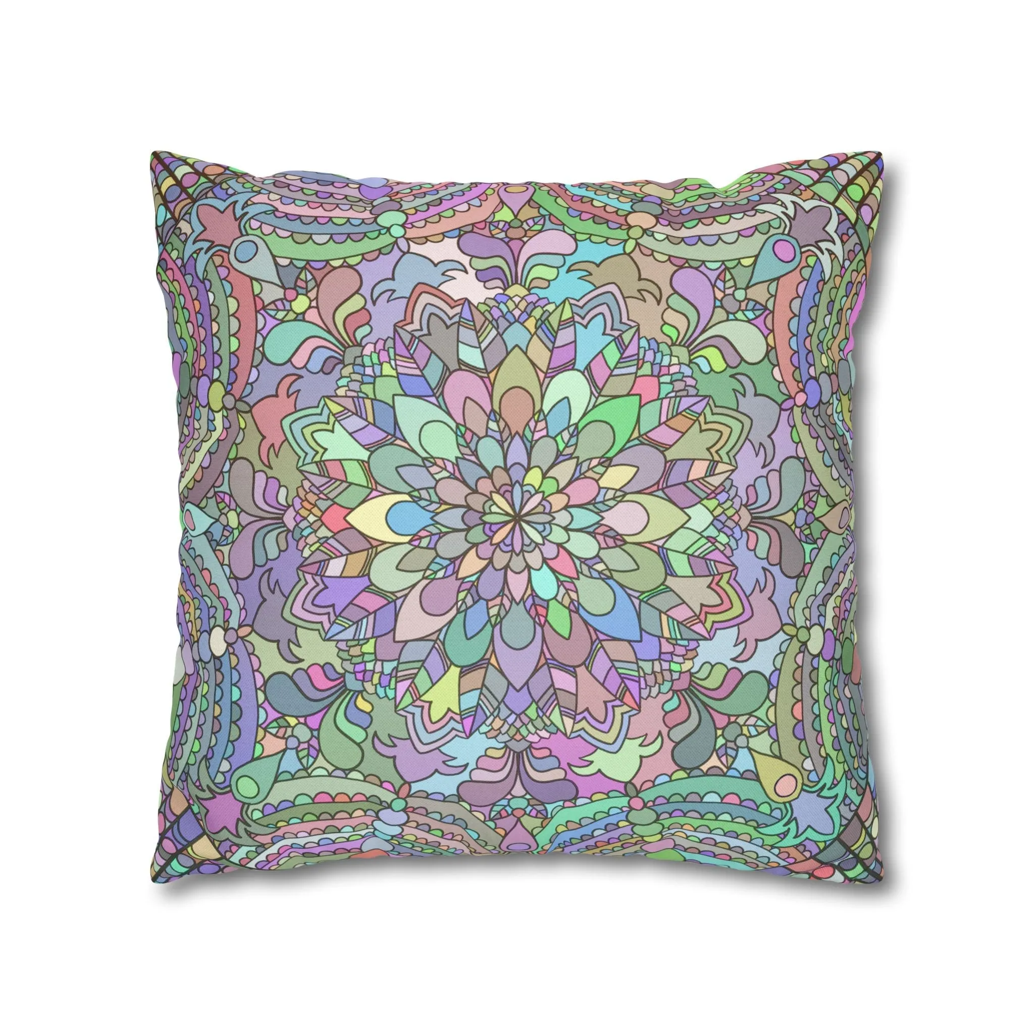 Hand-drawn Mandala Art Pillowcase - Soft Pastel Colors