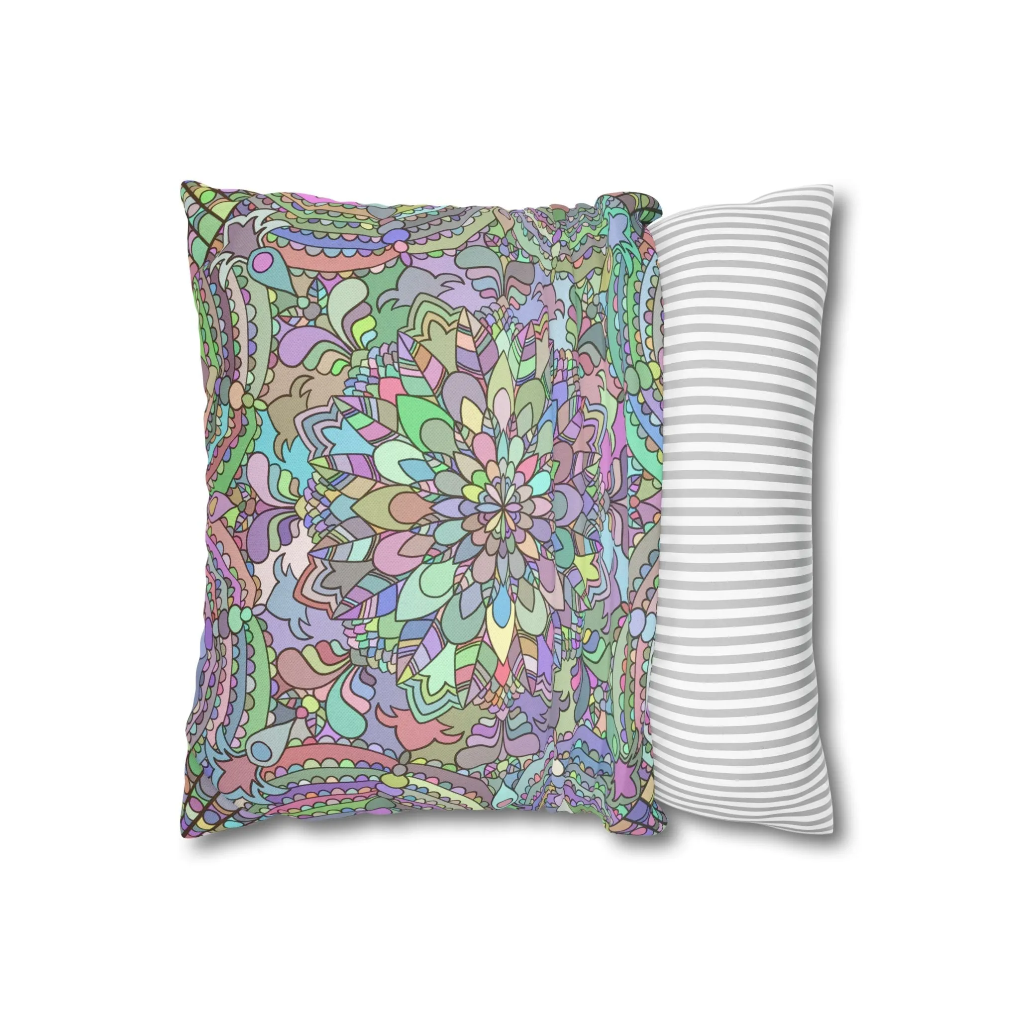 Hand-drawn Mandala Art Pillowcase - Soft Pastel Colors