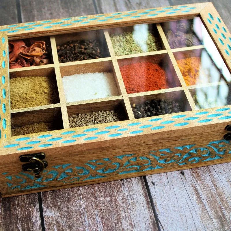 Handcrafted Mango Wood Spice Box