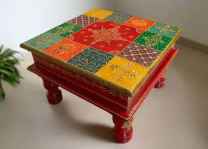 Handcrafted Wooden Painted Chowki 10x10 Inch