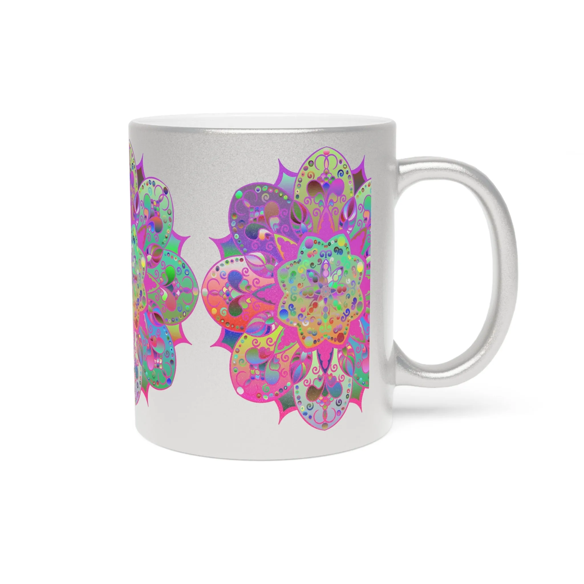 Handmade Mandala Art Metallic Mug - Unique Gift